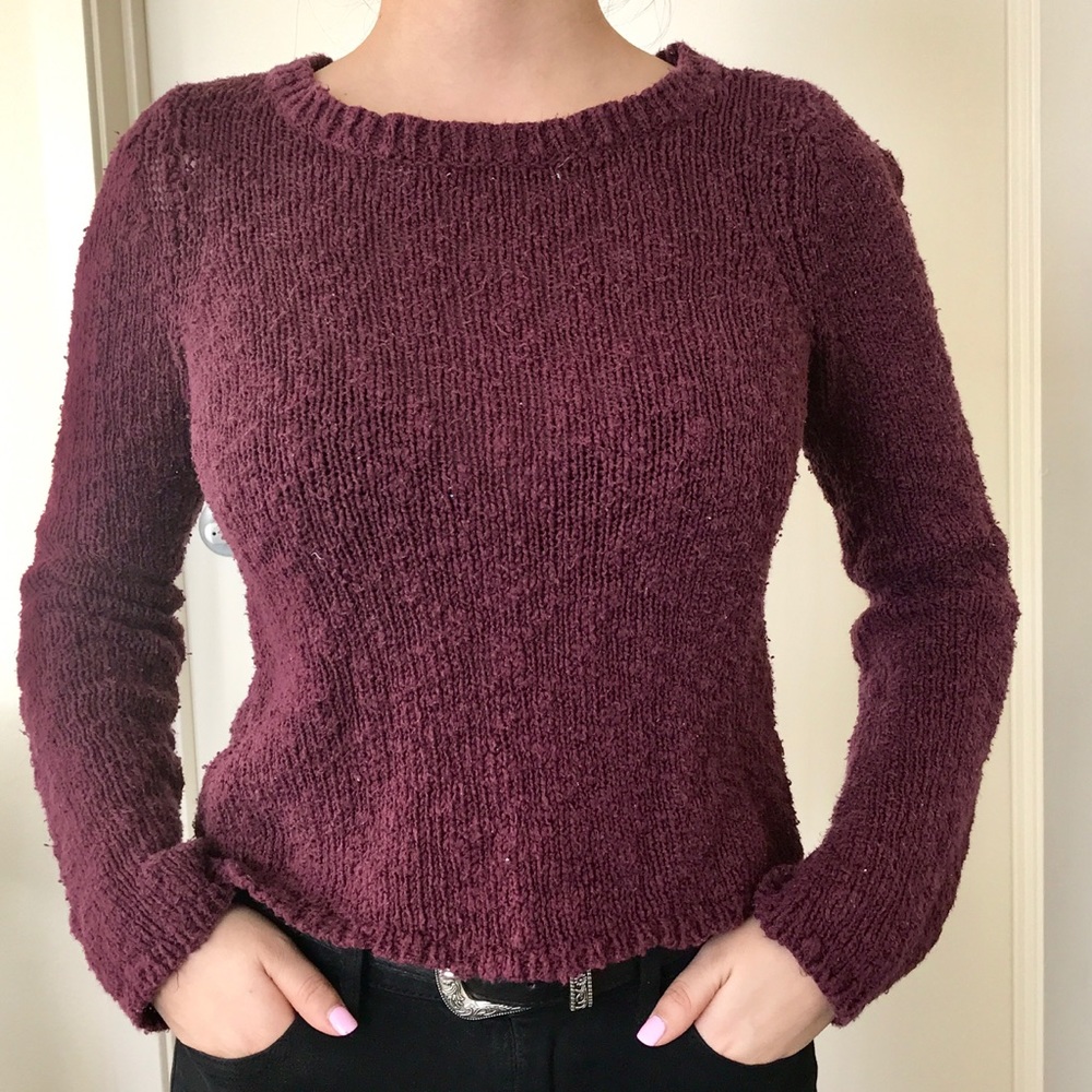 Burgundy Knit Sweater - Picture 1 of 3